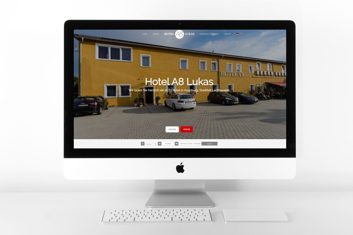 Website des Hotel A8 Lukas bei Augsburg
