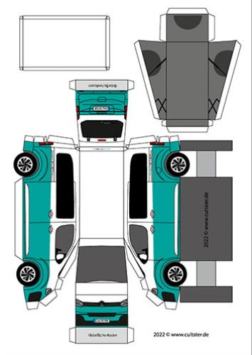 Campster Papiermodell weiss-blau